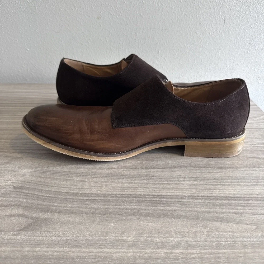 La Milano Albin Monk Strap Mens Sz 12 Cognac Leather Cap Toe Dress Shoes A11641